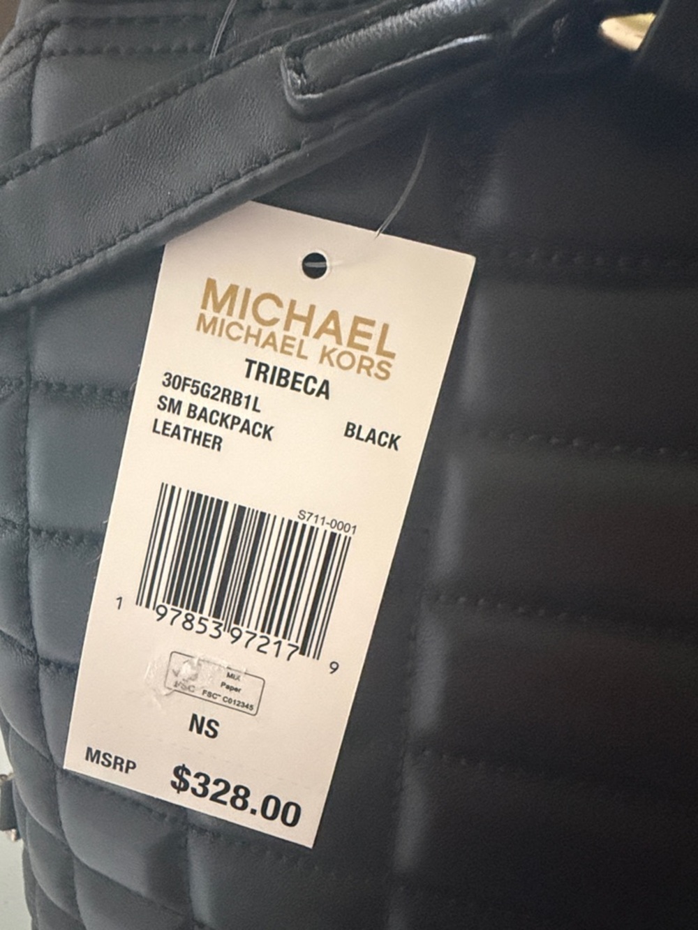 NWT Michael Kors Tribeca Small Quilted Puffy Black Leather Backpack Bag - Picture 8 of 8